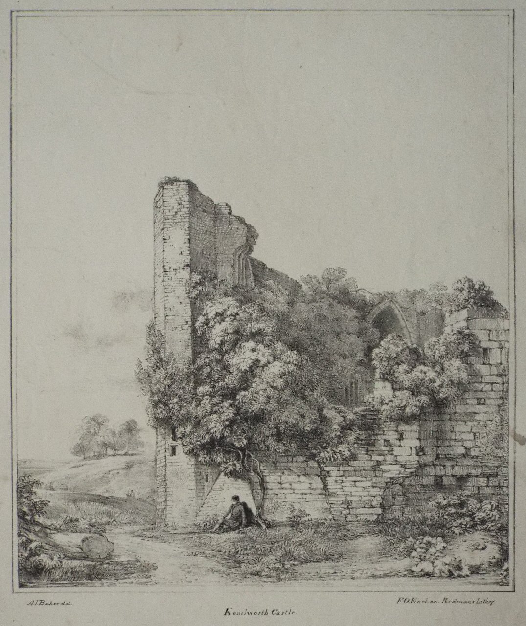 Lithograph - Kenilworth Castle. - Finch